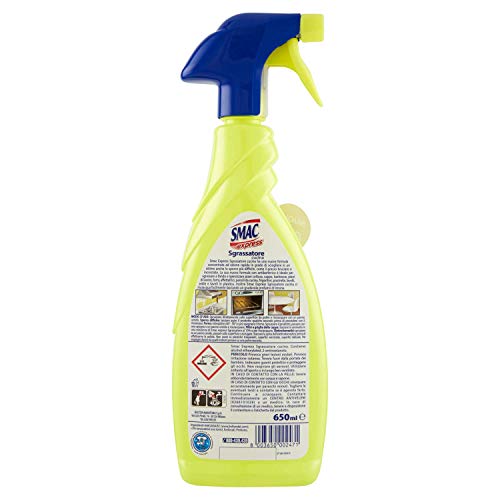 Smac Express Sgrassatore Cucina al Limone, Detergente Spray Multisuperficie con Azione Sgrassante, 650 ml x 12 Pezzi