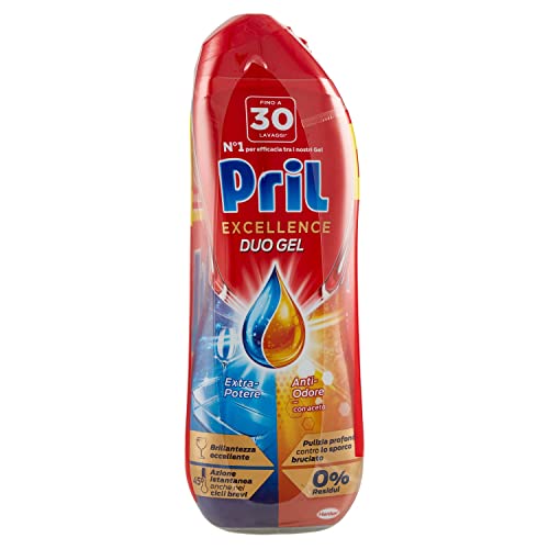 Pril Excellence Duo Gel Detersivo Lavastoviglie Azione Anti Odore con Aceto