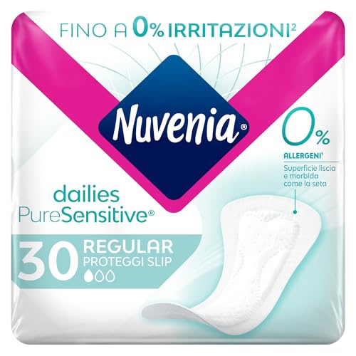 Nuvenia, Proteggi Slip Regular Pure Sensitive, Superficie Delicata per Pelli Sensibili, Confezione da 30 Salva Slip