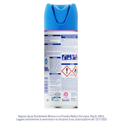 Napisan Spray Disinfettante Milleusi, Disinfettante Spray per Tessuti e Superfici, Fragranza Profumo di Primavera, 6 Spray da 400ml