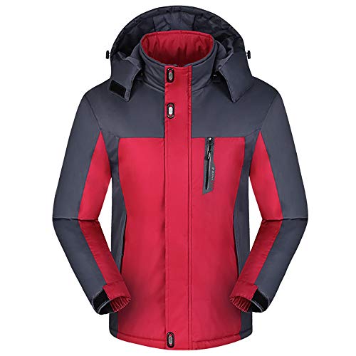 Peggy Gu Cappotto della Neve Giacche da Uomo in Velluto Addensato nel Lungo Cappotto Impermeabile Antivento Esterno (Colore : Rosso, Dimensione : XXL)