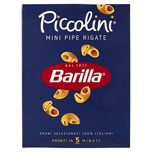Barilla Pasta Mini Pipe Rigate Piccolini, Pasta Corta di Semola di Grano Duro 100% Italiano, 500 gr