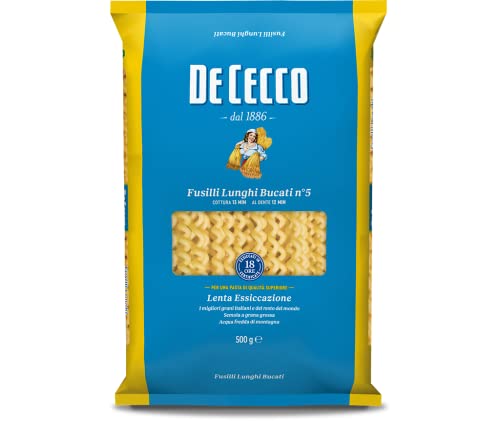 De Cecco - Fusilli Lunghi Bucati, Pasta di Semola di Grano Duro - 4 pezzi da 500 g [2 kg]
