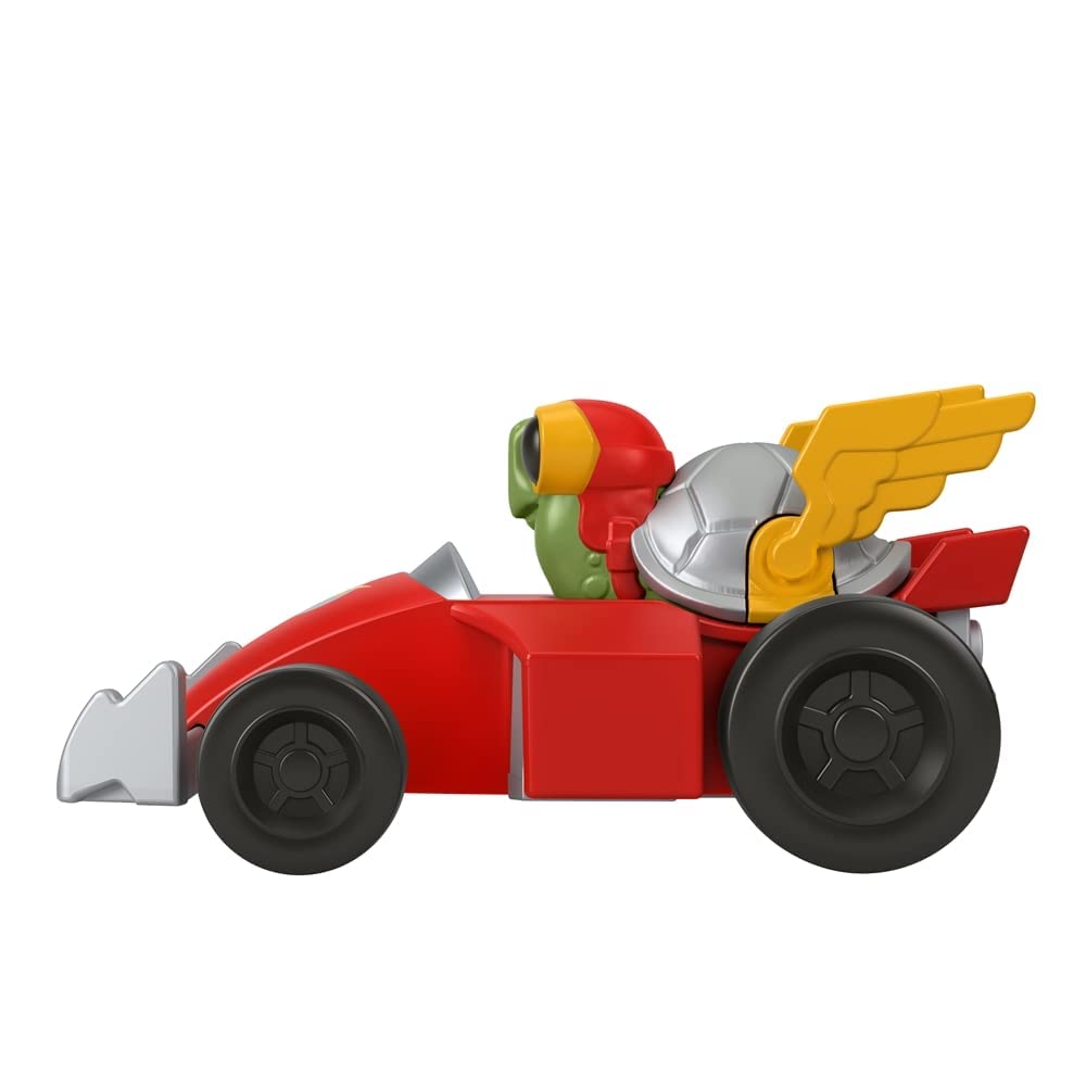 Fisher-Price - Veicoli supereroi in metallo pressofuso ispirati al film DC League of Superpets - Merton la tartaruga in auto da corsa rossa