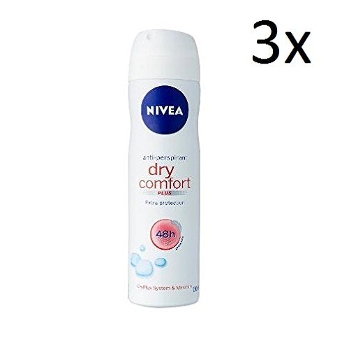 3 x Nivea Dry Comfort Deo Spray Deodorante, 150 ml, 48 h