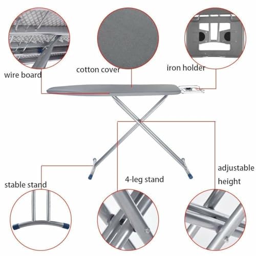 Vileda 142473 Rapid Copriasse da Stiro Universale, in Cotone e Alluminio, Termoriflettente, con Fermacorda, Grigio, Lunghezza 100-130 cm, Larghezza 30-45 cm