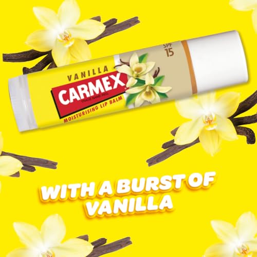 CARMEX VanillaMoisturising Lip Balm Click Stick per labbra morbide e protette con SPF15 (4,25 g - 1 pezzo)