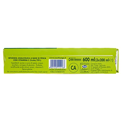 Yoga Succo Optimum Pesca - 8 confezioni da 3 pezzi da 200 ml [24 pezzi, 4800 ml]