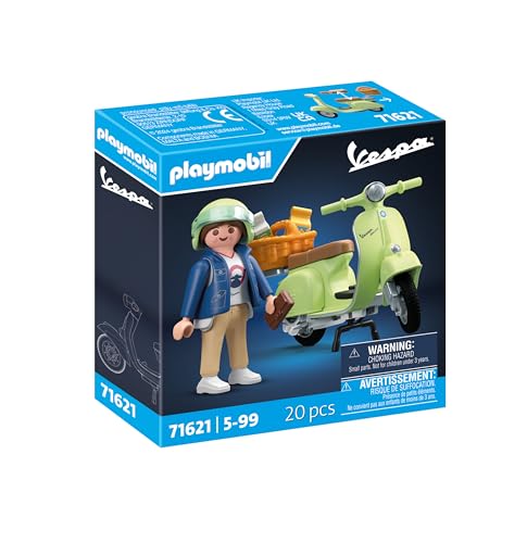 PLAYMOBIL Cars 71621 1969 Vespa 150 Sprint Veloce, Verde Chiaro, Modello Fedele per Collezionisti e Appassionati, comprende Molti Accessori e Varie opzioni per la Sella