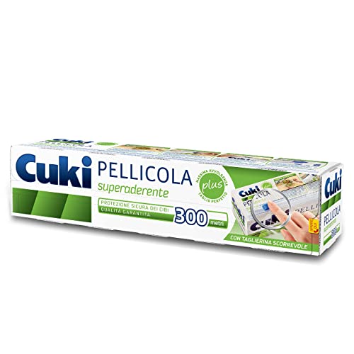 Cuki Pellicola Superaderente - 300 Metri - Con Taglierina Scorrevole - 1 Confezione