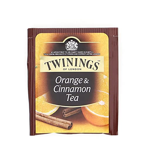 Twinings, Tè Nero Aromatizzato all'Arancia e Cannella, Sapore Avvolgente, con Caffeina, Infusi e Tisane, Confezione da 25 Filtri