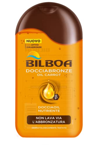 Bilboa, Docciabronze Nutriente, Doccia Shampoo con Oil Carrot per Corpo e Capelli, Idrata la Pelle e Non Toglie l'Abbronzatura, Dermatologicamente Testato, 220 ml