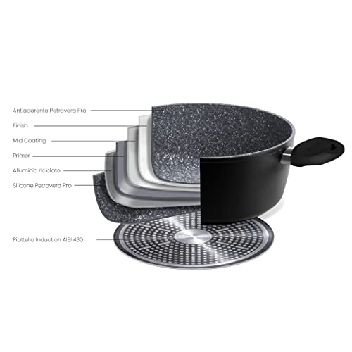 Bialetti Black Pearl Padella Adatto all'induzione, Alluminio