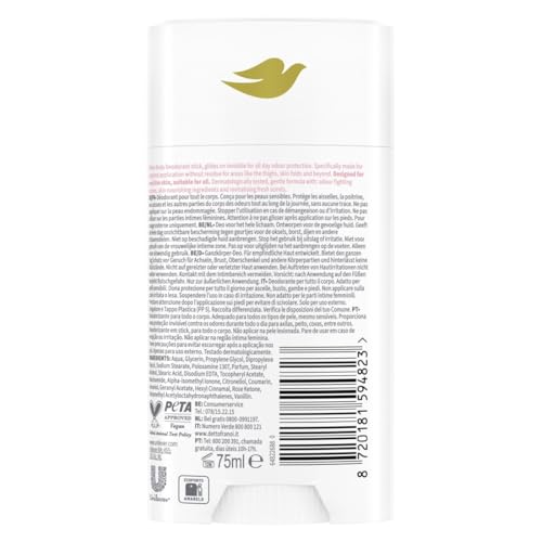 Deodorante Dove Stick Whole Body Deo 75ml, Deodorante per Tutto il Corpo, Profumo di Lamponi e Rosa, Protezione dagli Odori fino a 24 ore, Dermatologicamente Testato, Ginecologicamente Testato