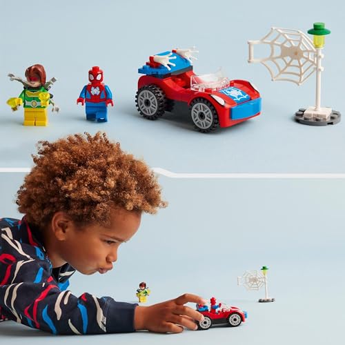 LEGO 10789 Marvel L’Auto di Spider-Man e Doc Ock, Giocattolo di Spidey e i Suoi Fantastici Amici, Giochi per Bambini dai 4 Anni con Mattoncini Fosforescenti