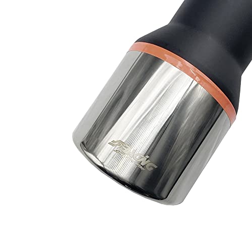 Simoni Racing TRX/22 Terminale di Scarico Universale, Uscita Singola inclinata 90 mm, in Acciaio Inox e Nero con Riga Arancio