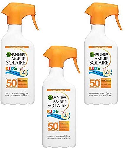 Garnier Ambre Solaire resistente all'acqua Spf+50, confezione da 3 (3 x 300 ml)