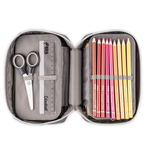 Colourbook - Astuccio Scuola Geolier 1 Zip, Organizzazione con Pattina Interna, Set Completo 30+ Pezzi (Camouflage)