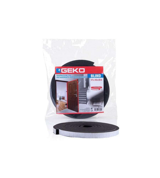 Geko Guarnizione Adesiva Paraspifferi Parafreddo in PVC 8mt per Porte Blindate, Multicolore, Taglia Unica