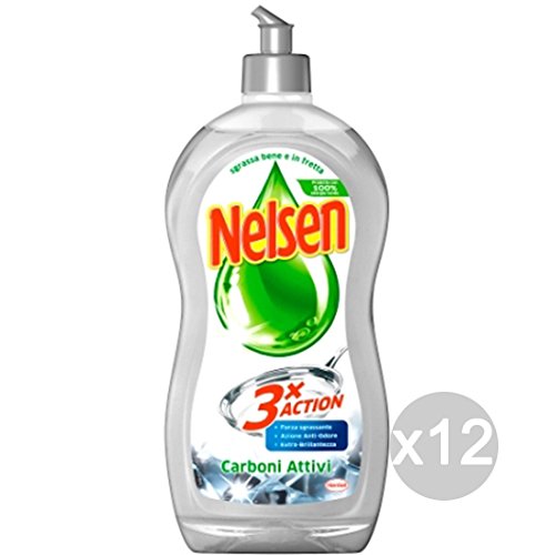 Nelsen Set 12 Piatti Carboni Attivi 900Ml Detersivi E Pulizia della Casa