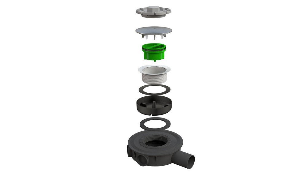Bonomini 5220CR50S7 Sifone “LYONNAISE” per piatti doccia ultra sottili, con coperchio plastica, Nero, cromato