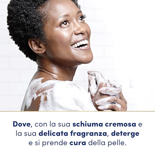 Dove Bagnodoccia, Idratante Dermo-Naturale, 1/4 Crema Idratante, Dermatologicamente Testato, Bagnoschiuma Uomo e Donna, 100% Bottiglia Riciclata, 6 pezzi