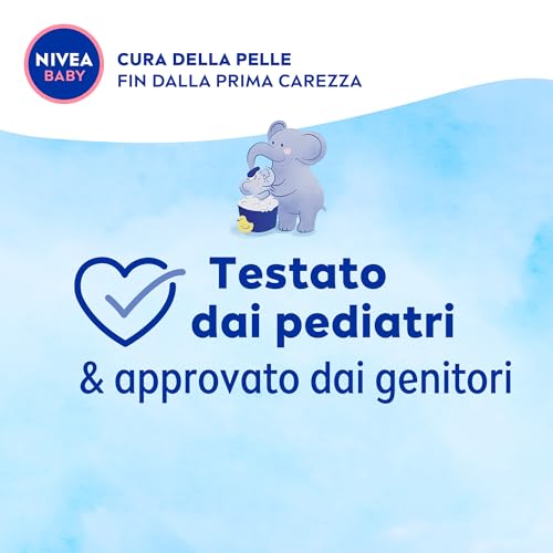 NIVEA BABY Gel Doccia dai Capelli ai Piedini 500ml, Bagnoschiuma bambini per pelle e capelli morbidi e puliti, Bagnoschiuma neonato con protezione no lacrime, Shampoo bambini idratante ed emolliente