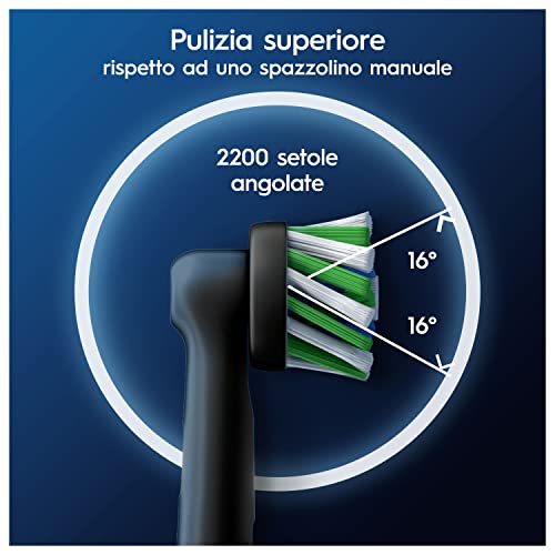 Oral-B Pro Cross Action - Testina per spazzolino elettrico, a forma di X e setole angolate per una rimozione più profonda della placca, confezione da 12, adatta per cassetta postale, colore: nero