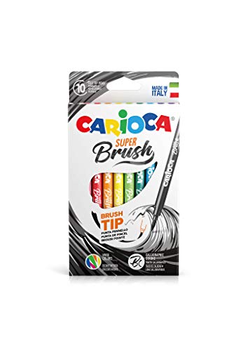 CARIOCA Pennarelli Super Brush, Pennarelli Colorati con Punta a Pennello, Punta Morbida e Flessibile