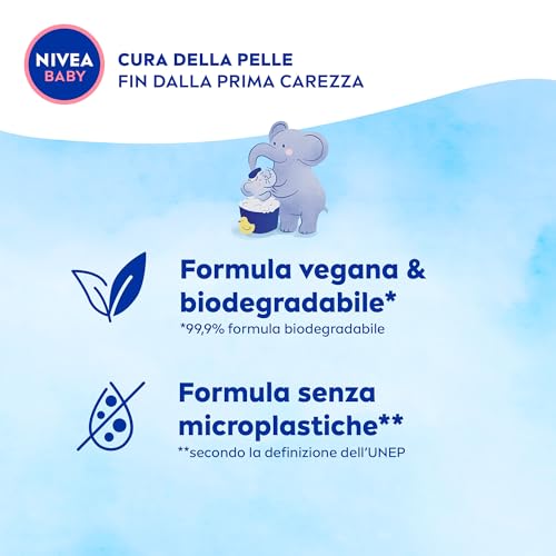 NIVEA BABY Gel Doccia dai Capelli ai Piedini 500ml, Bagnoschiuma bambini per pelle e capelli morbidi e puliti, Bagnoschiuma neonato con protezione no lacrime, Shampoo bambini idratante ed emolliente
