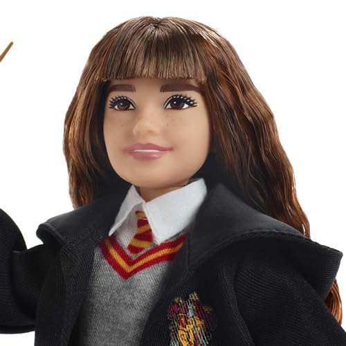 Harry Potter Hermione Granger Collectible Doll (1-in) con uniforme di Hogwarts, vestito e parete di Grifondoro
