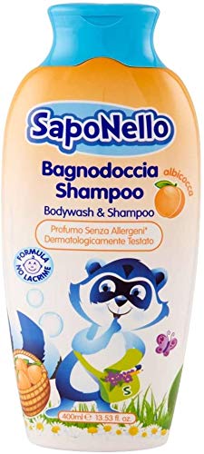 4FLACONI SAPONELLO BAGNODOCCIA SHAMPOO ALBICOCCA 400 ML bagnoschiuma bagnetto bambini