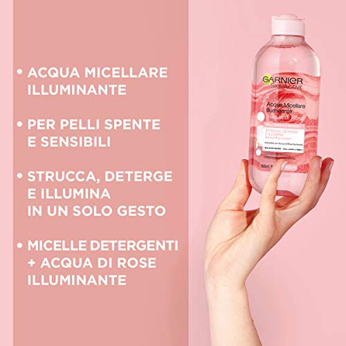 Garnier Acqua di Rose Micellare per Pelli Spente e Sensibili, 400 ml, 1 Unità, Confezione da 1