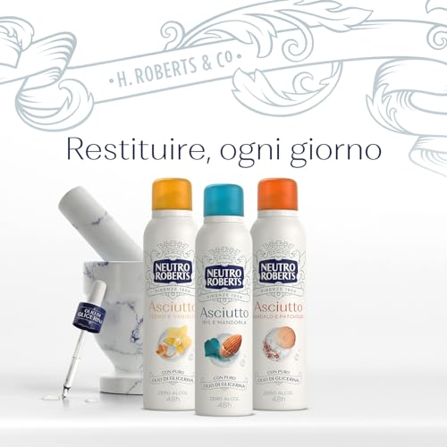 Neutro Roberts, Deodorante Spray Asciutto, Zero Alcol, Con Puro olio di Glicerina, Deodorante Uomo e Donna, Dermatologicamente testato