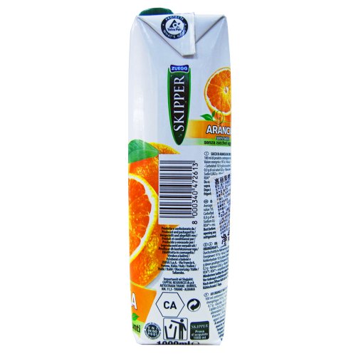 Zuegg - Skipper, Arancia 100% succo - 12 pezzi da 1 l [12 l]