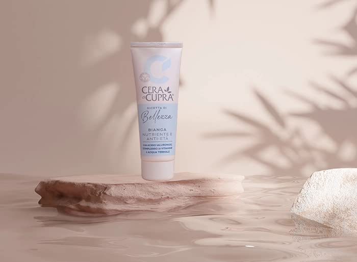 Cera di Cupra, Crema Bianca Nuova Formulazione, con Acido Ialuronico, Vitamine e Acqua Termale, Azione Idratante e Antietà, Made in Italy, Dermatologicamente Testata, Tubetto da 75 ml