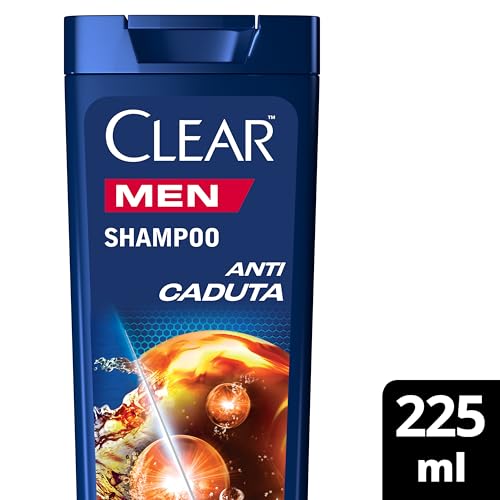 Clear Shampoo Anticaduta, Shampoo Antiforfora Uomo con Niacinamide ed Estratti di Ginseng, Shampoo Azione Rinforzante* per Capelli Fragili, Fino a 100% Protezione dalla Forfora*, Formato 225ml