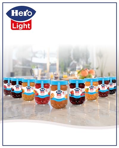 Hero Light Confettura light, 8 vasetti da 280 gr, marmellata e confettura extra, frutta di alta qualità, senza conservanti e senza coloranti, pochissime calorie per porzione