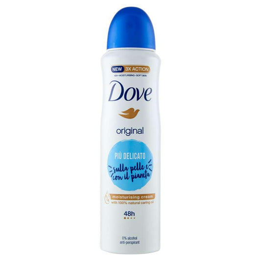 3x deodorante spray Dove Original 48h Delicato 0% Alcol Antitraspirante - 3 Deodoranti da 150ml ognuno