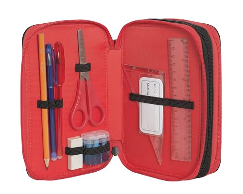 MARIO KART- Astuccio Scuola Ufficiale Mario Kart, Astuccio 3 Scomparti Bambino e Bambina con Set Cancelleria, Penna Cancellabile Blu Frixion e Pratica Chiusura a Zip, 20x13Hx7 cm