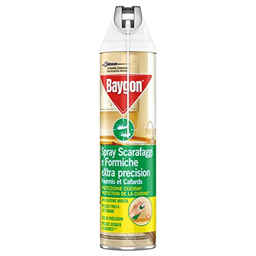 Baygon Spray con Cannuccia Extra Precision, Insetticida per la Cucina, Efficace contro gli Scarafaggi e Formiche, 1 Confezione da 400 ml