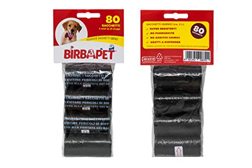 BirbaPet – Sacchettini igienici per bisogni dei cani – 560 Sacchetti ( 28 Rotoli ) , Per escrementi di animali domestici , per cacca o pupù di cane e deiezioni , Extra Resistenti, A Prova di perdite, Extra spessi. N. 7 Card da 4 Rotoli Ciascuno