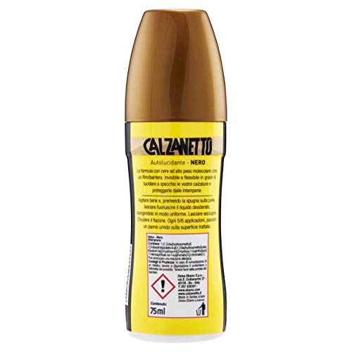 Calzanetto Trattamento Liquido Autolucidante per Calzature in Pelle, Nero, 75ml