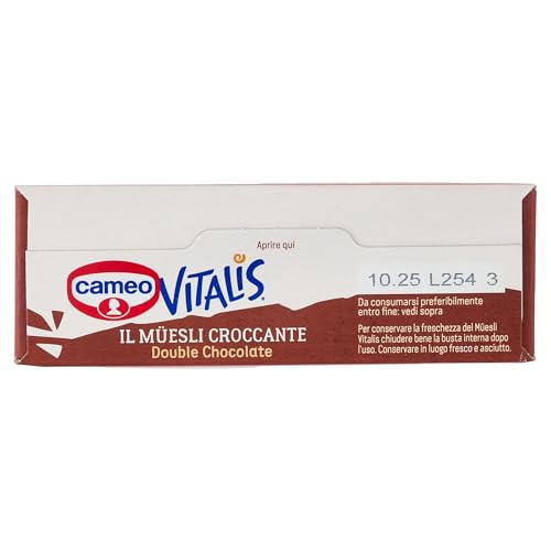 Cameo Vitalis Muesli Croccante Double Chocolate, con Fiocchi Integrali di Avena Cioccolato Fondente e al Latte, Cereali Grandi Croccanti e Gustosi, Circa 10 Porzioni, Ricco di Fibre, 310 g