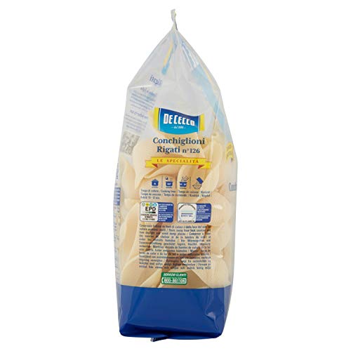 De Cecco - Conchiglioni Rigati n 126, Pasta di Semola di Grano Duro - 6 pezzi da 500 g [3 kg]