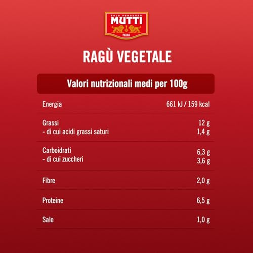 MUTTI - Ragù Vegetale, 280g, Confezione da 6 unità