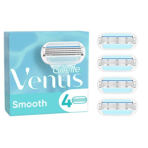 Gillette Venus Smooth Lametta Donna, 4 Lamette di Ricambio per Rasoio Donna, Confezione da 4 Ricambi con 3 Lame, Rasatura Veloce ed Efficace
