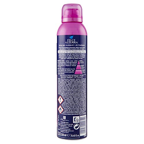 Felce Azzurra- Profumatore per Ambienti Spray Fiori di Ciliegio e Peonia Lunga Durata, Deodorante Ambiente no Acqua, Profumo Intenso Istantaneo, Profumatore Ambiente Casa Zero Aloni, Profumatori 250ml