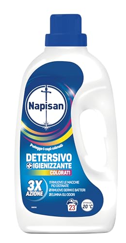 Napisan Detersivo Lavatrice Liquido Igienizzante Capi Colorati, 1 Confezione da 1.15 l da 23 Lavaggi di Detersivo Lavatrice Liquido