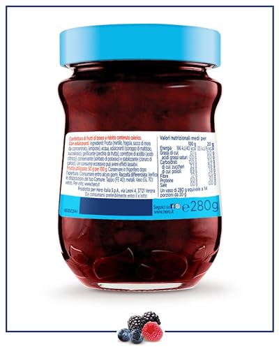 Hero Light Confettura light, 8 vasetti da 280 gr, marmellata e confettura extra, frutta di alta qualità, senza conservanti e senza coloranti, pochissime calorie per porzione